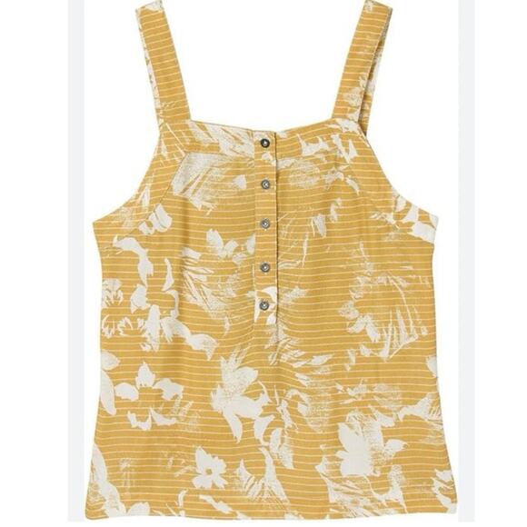 RVCA Mustard Yellow Floral Print Flowy Tank Large - Picture 1 of 7